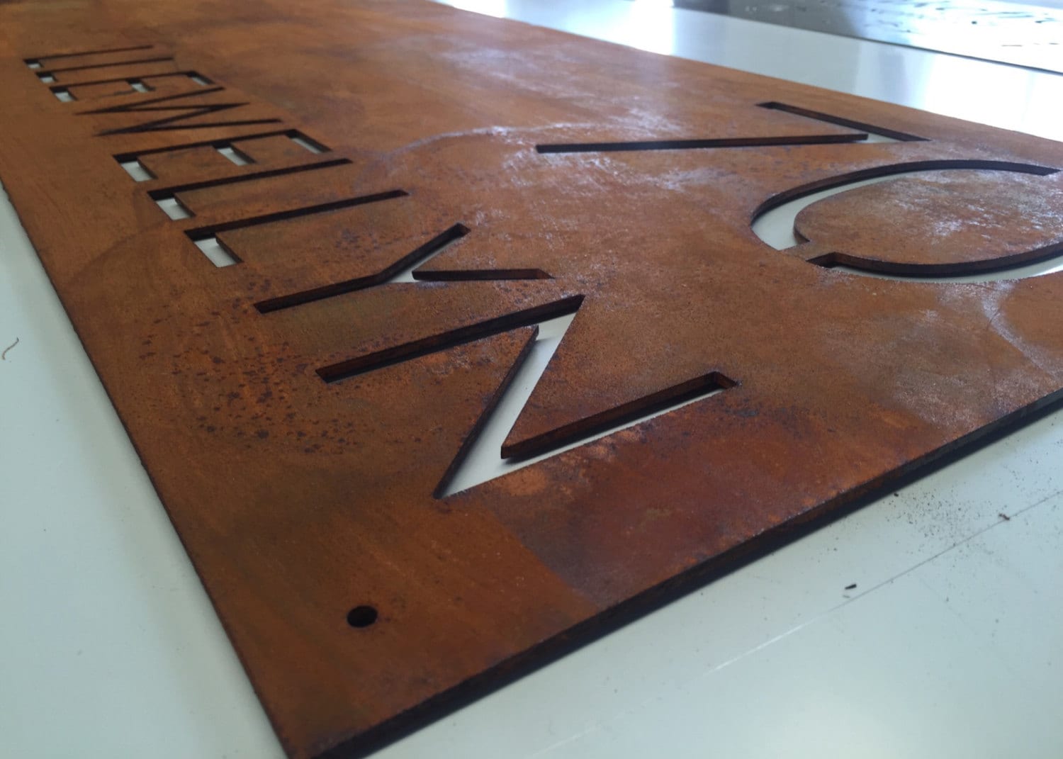Corten Rusted Steel Custom Made Laser Cut House Signs Made