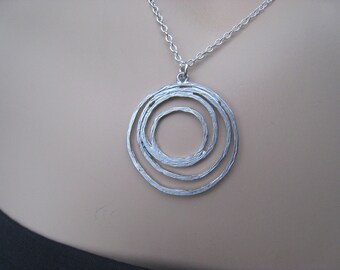 Circles Silver Necklace, Multi Circle Necklace, Concentric Circle Necklace, Silver, Sterling Silver, Irisjewelrydesgin