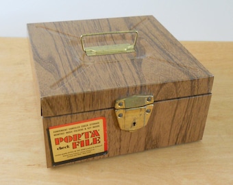 Vintage Faux Bois Porta File • Wood Grain Metal File Box • Ballonoff File Box