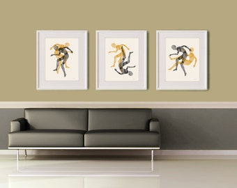 Wall Art Print Set, Human Figure Art, Large Art, Abstract Art, Modern Art, Figurative Art, Print Set of 3