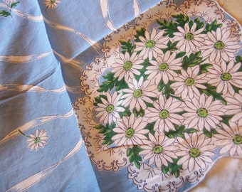 white daisies vintage hanky