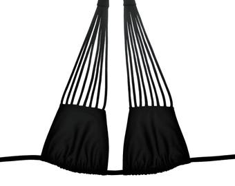 Bikini top "Strappy", 8 straps solid color swimsuit, tie top in 10 colors, strappy triangle top, square bikini top.