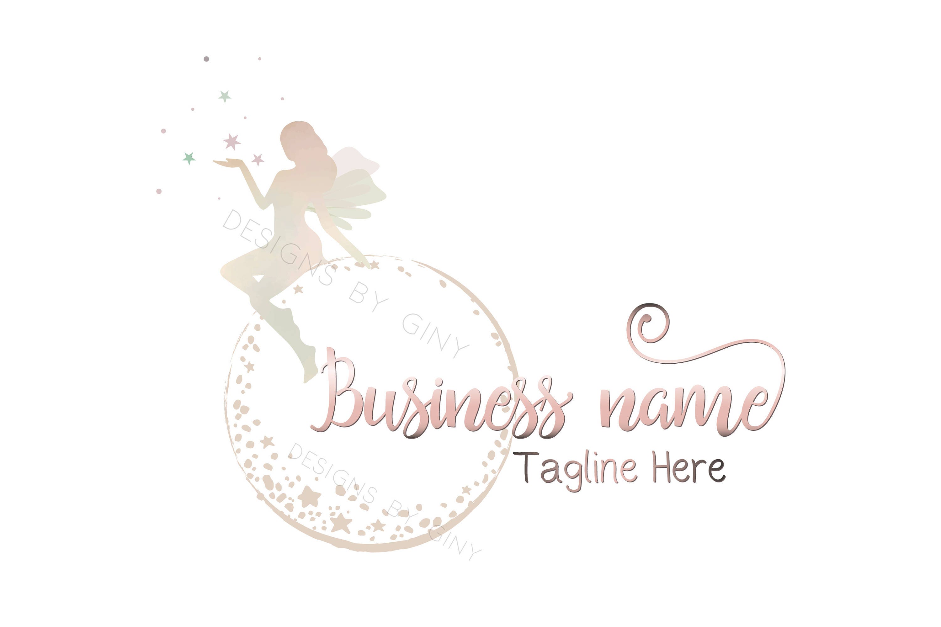 DIGITAL Custom logo design cute fairy logo fairy pink moon