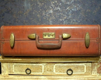 Vintage Samsonite Streamlite Leather Suitcase, Antique Luggage