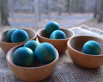 Wooden Bowls and Blueberries - For the Waldorf Inspired Play Kitchen