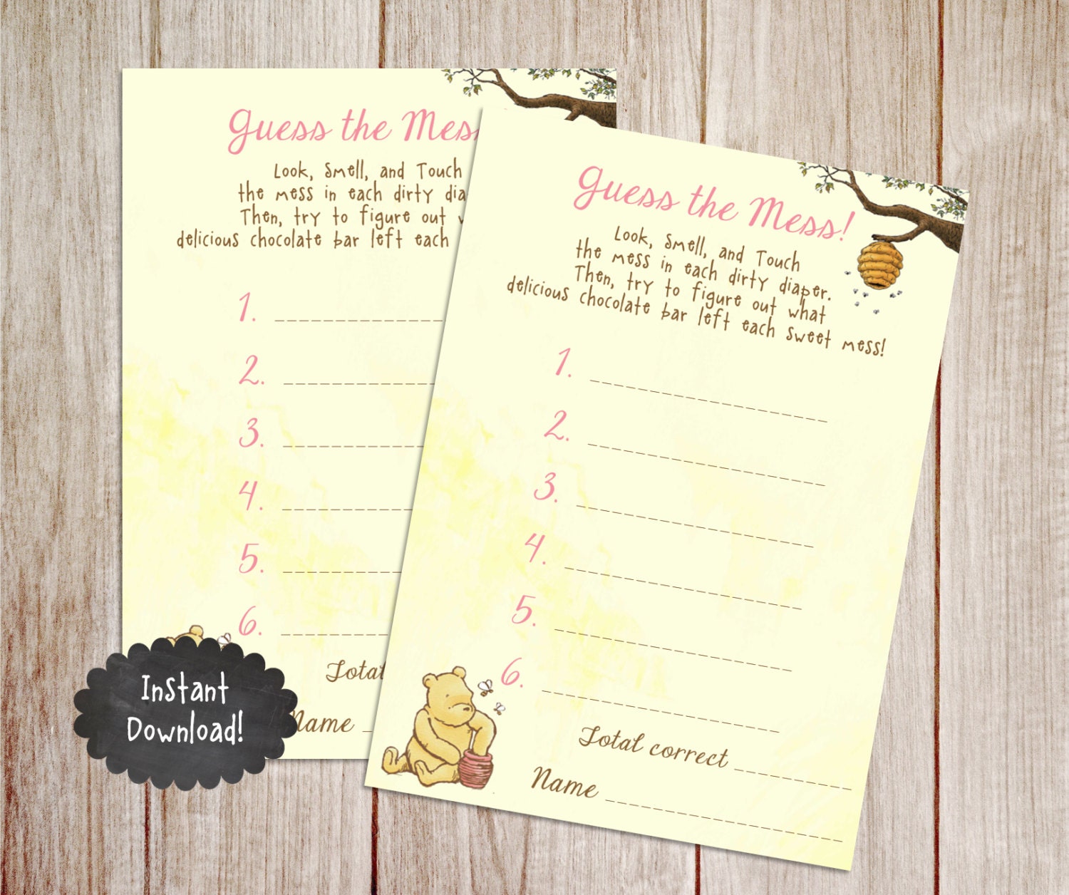 Guess the Mess Shower Game Printable Winnie the Pooh Baby