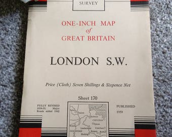 Vintage Ordnance Survey Map No.170. London S.W. 1959