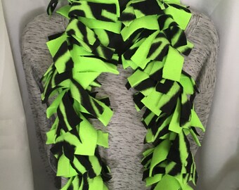 Neon Green Zebra Colored Fringe Scarf