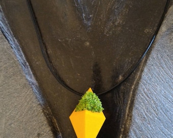 Real Lichen stabilized yellow "diamond" necklace