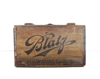 Vintage Wood Beer Crate / 1930s Blatz Brewing Company Milwaukee, Wisconsin Advertising Wooden Beer Crate Box