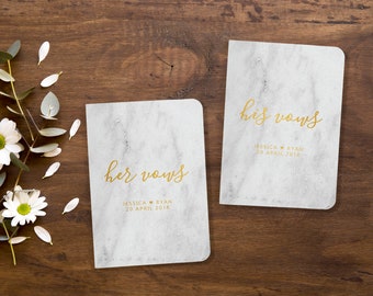 Vow Books, Marble Wedding Vow Book, His and Her Vows, Vows Notebook, Vow Booklet, Set of 2 Books, VB014