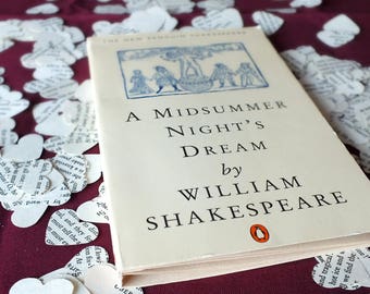 250 A Midsummer Night's Dream Shakespeare Play Heart Confetti - Hand Punched Wedding Confetti, Table Decor, Rustic, Paper Decorations