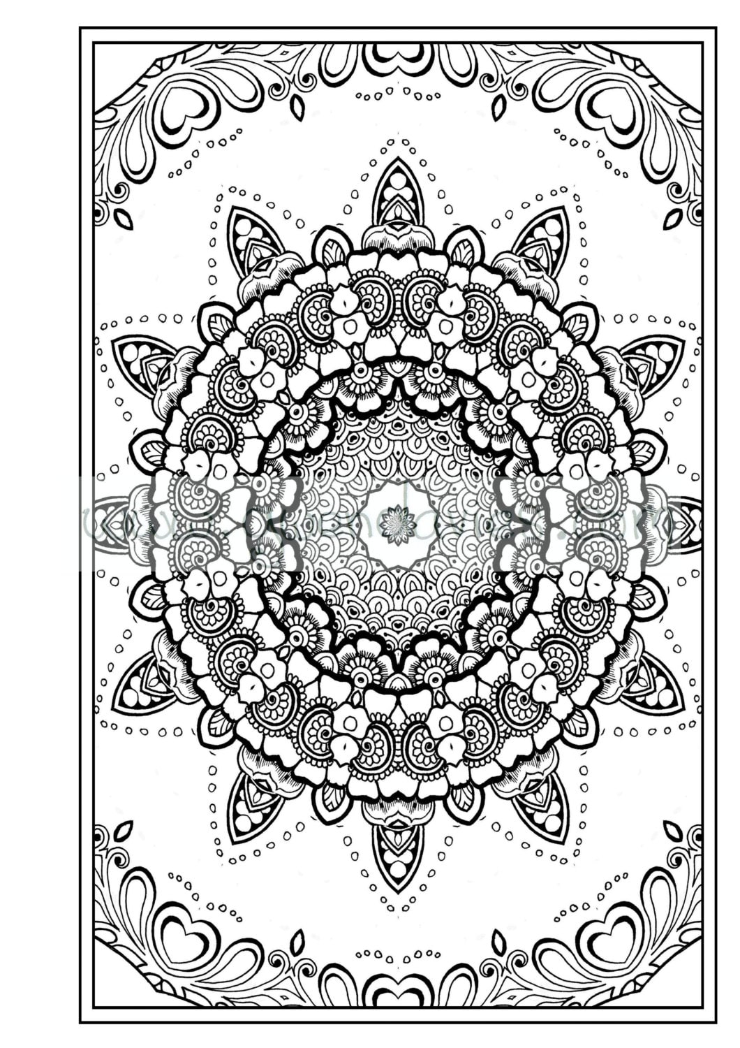 Adult colouring in PDF download zen mandalas garden anti stress mindfulness flowers from 