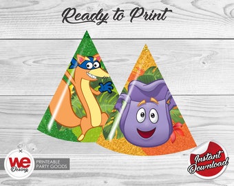 Dora Party Hats, Printable Dora Party Decoration, DIY,Dora Birthday,Dora Party,