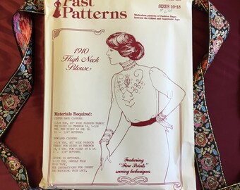 Vintage 1910s High Neck Blouse Pattern (Uncut)