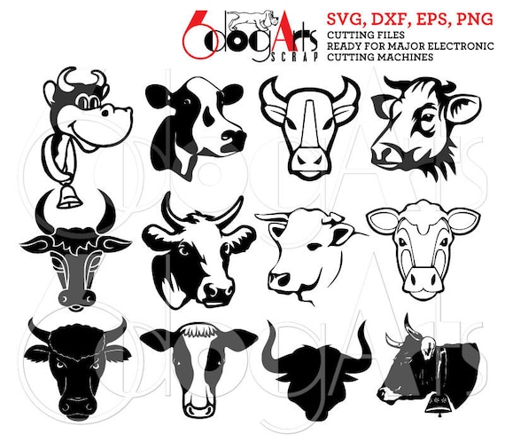 Cow Bull Head Digital Cut Files Svg Dfx Eps Png Silhouette