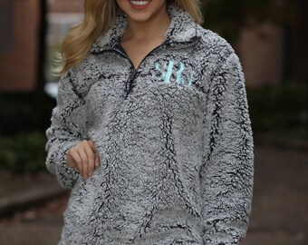 Monogrammed Sherpa Pullover - Sherpa Pullover - Bridesmaid Gift - Office Gift - Oversized Sweatshirt - Custom Pullover