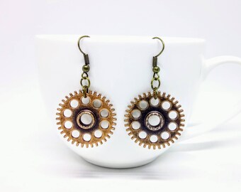 Steampunk Earrings Cog Gear Jewellery Silver Bronze Accessories
