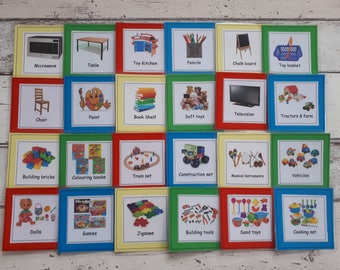 Toy box labels, labels for the playroom, Montessori classroom labels, label toy boxes, independence, reading resource, visual labels, SEN.