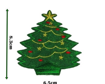 Christmas Tree Iron On Patch Motif Badge Applique Trimming Fun Festive Kids P285