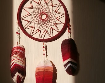 Dreamcatcher red Dream Catcher Feathers with Thread Wall decor