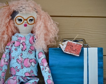 Stuffed Doll with Yarn Hair (2ft Tall) With Suit Case