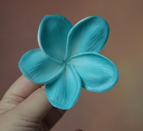 Aqua Plumerias Real Touch Flowers Blue Artificial Silk
