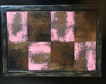 Distressed pink checkerboard jewelry box