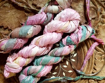 Sari ribbon, 20+ yards, silk sari ribbon, recycled sari ribbon knitting journaling crochet mixed media trim altered art jewelry making