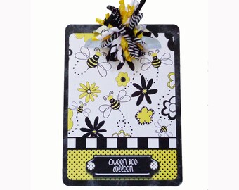 Orange Hot Pink Paisley Decorative Clipboard Altered Decorative Personalized Clipboard Queen Bee