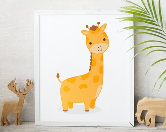 Giraffe print, giraffe printable, giraffe gift, giraffe nursery, giraffe print art, digital download, cute giraffe art kids, giraffe artwork