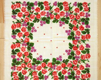 Châle en laine Vintage écharpe en laine avec motif floral #117