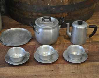 Vintage Aluminum Creative Playthings Camping Tea Set