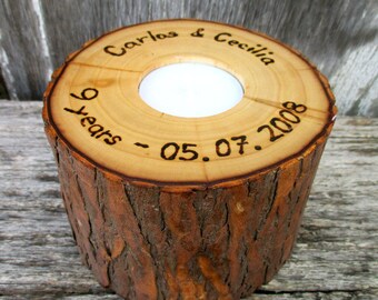 Anniversary Flip Candle of Rustic Willow Wood