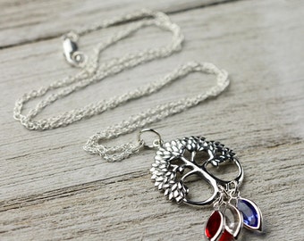 Tree of Life necklace - Mothers necklace - Gift for her - Birthstone necklace - Family tree necklace - Botany necklace - Family tree jewelry