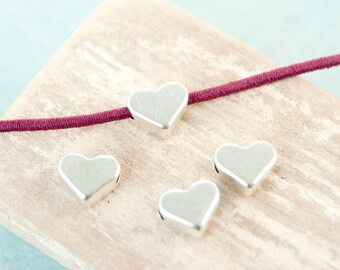 10x Metal bead Heart 6, 5mm cross-drilled antique silver #3952