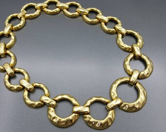 Large Loops Gold tone Necklace Adjustable