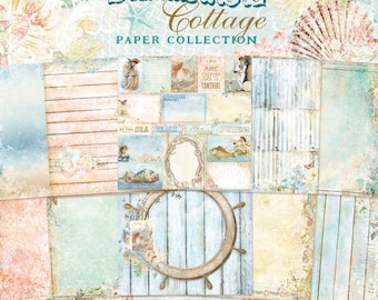 Blue Fern Seaside Cottage Collection 12 x 12 Scrapbook Paper Pad Full Collection Pack, 2-Each Of 10 Designs, 20 Double Sided Papers Total