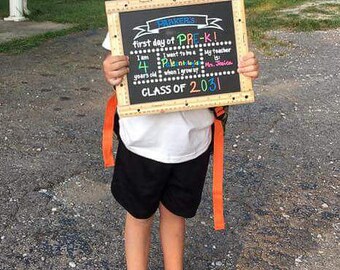 First Day of School Chalkboard sign, Photo Prop, Back to school, Child Chalkboard, 1st day sign, Rulers