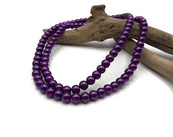 100 glass beads 8 mm - A162 violet