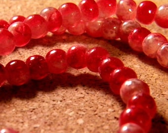 50 glass beads 8 mm speckled 2 translucent tones - red-PE190-4