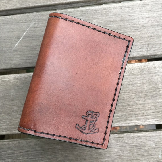 Leather Trifold Wallet Handmade Leather Wallet Anchor