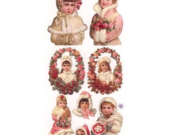 3 Sheets Self Adhesive Rose Girls Pink Christmas Stickers Colorful Scrapbooking Stickers Number 52
