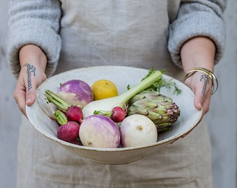 Large Ceramic Bowl, Pottery Bowl, Large Salad Bowl, Ceramic Salad Bowl Handmade, White Fruit Bowl, Ceramic Salad Bowl, Rustic Pottery Bowl