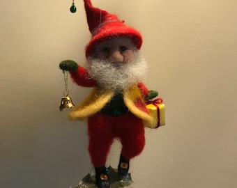 Needle felted Dwarf, Waldorf inspired, Christmas Dwarf, Art doll, Christmas decor, Christmas tree