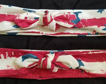 Vintage American Flag Knot Headband