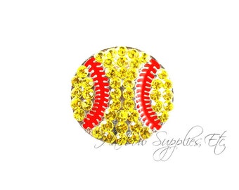Softball Rhinestone Buttons 22 mm Acrylic - Hairbow Supplies, Etc.