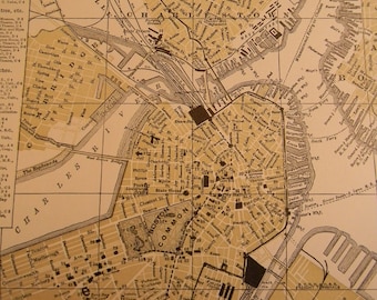 1903 City Map Boston Massachusetts - Vintage Antique Map Great for Framing 100 Years Old