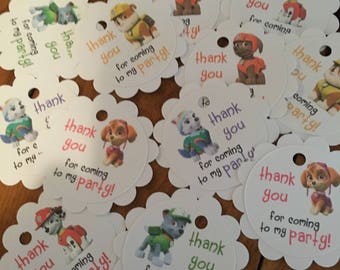 12 Paw Patrol Party Favor Thank You Tags (can be personalized)