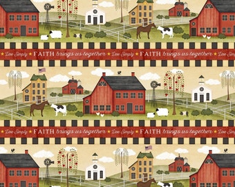 Farm Life Community, Border Stripe, The Way Home, Jennifer Pugh, Wilmington Prints (By YARD)~